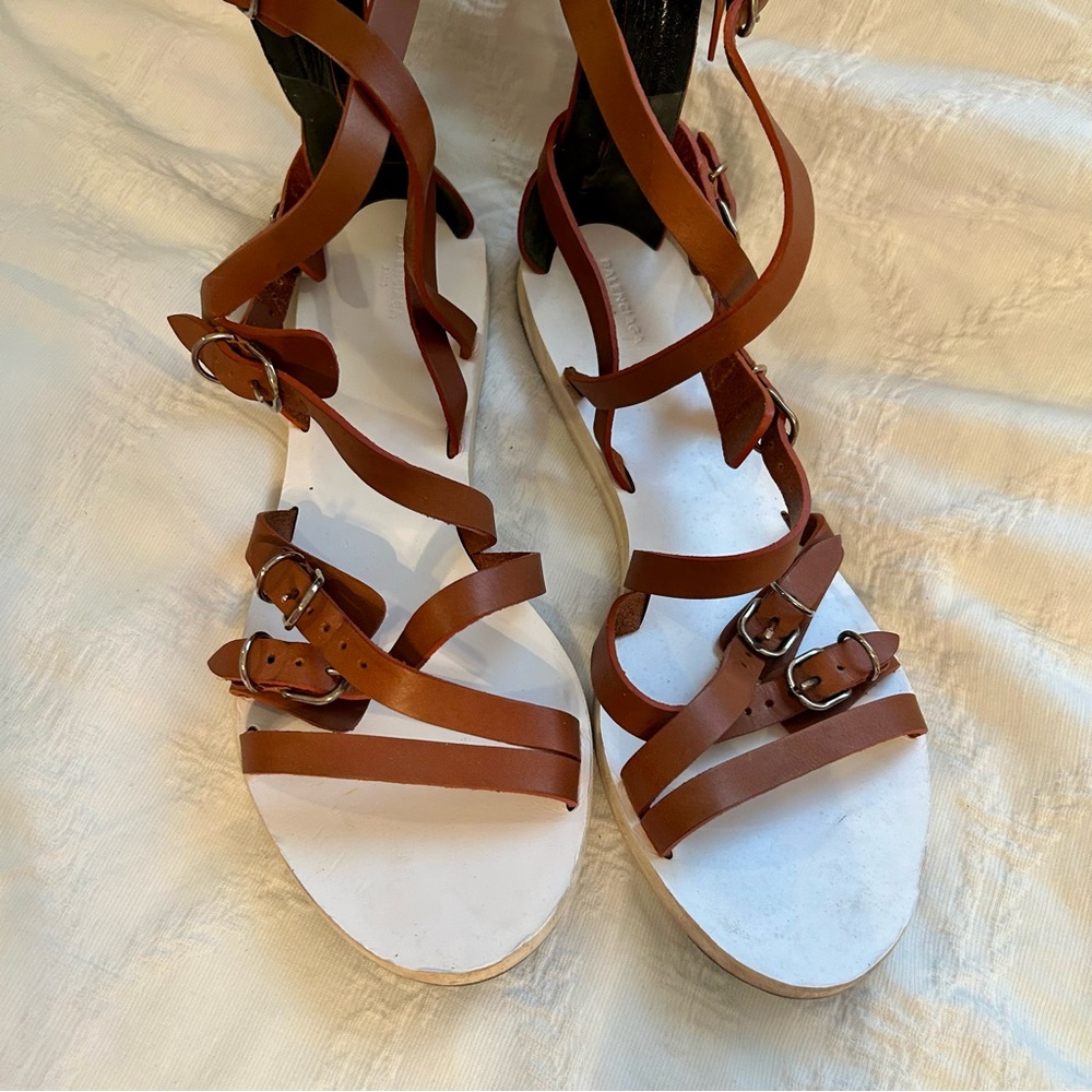 Balenciaga Brown Leather Gladiator Knee-High Sandals - Picture 3 of 8